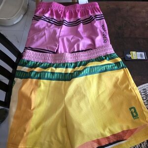Bi10nk Men's Athletic Shorts - Pink and Yellow